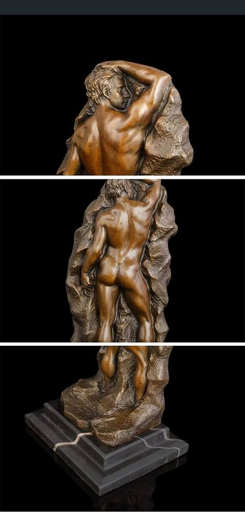 ブロンズ　像　男性　アート　置物　飾物　オブジェ　アンティーク Amazon.co.jp: 彫刻 ブロンズヌードマン像彫刻男性置物装飾